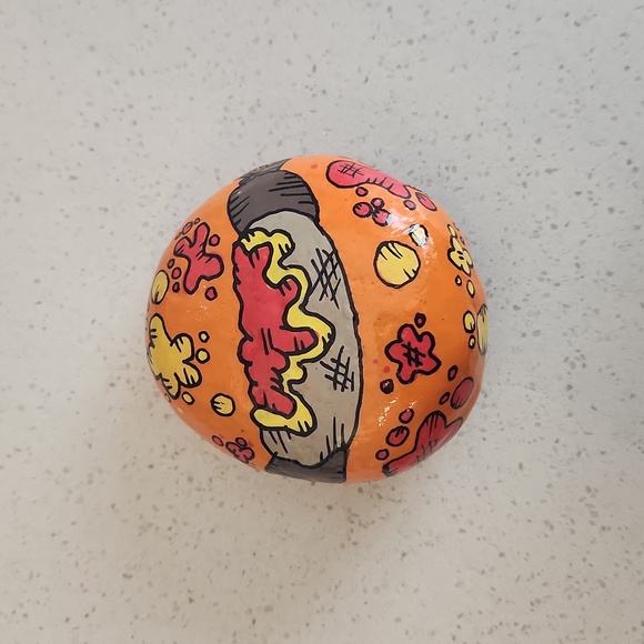 Hot dog Painted rock with mustard and ketchup! - Picture 3 of 3
